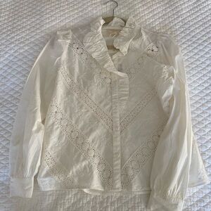NWT Sezane Chemise Lou button down shirt in ecru/white
